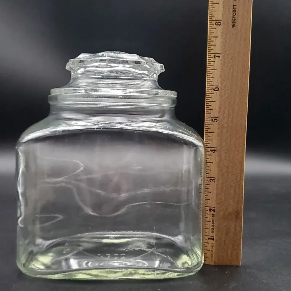 Vtg Anchor Hocking Clear Glass Canister Cookie/ Biscuit Jar Industrial Farmhouse